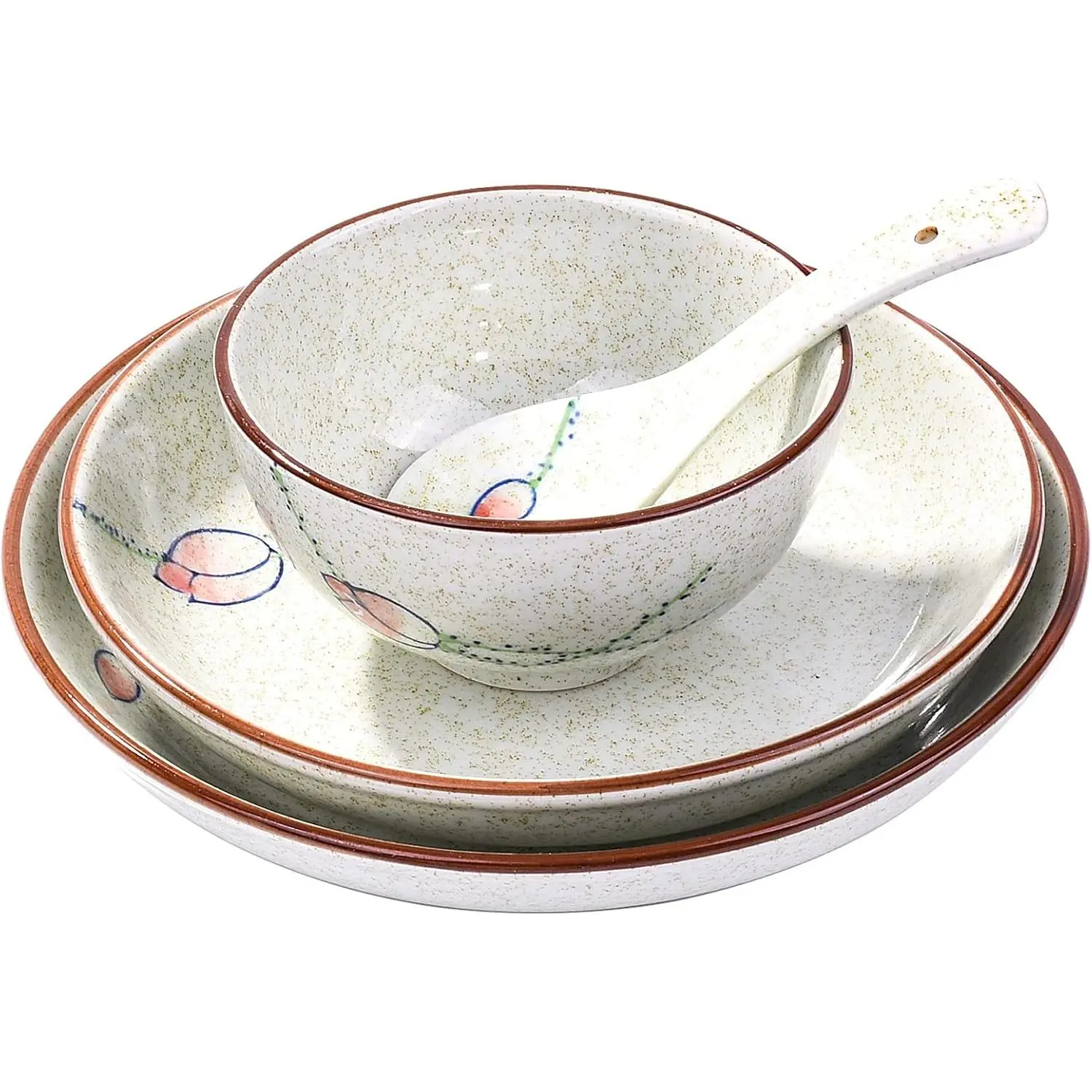 4- Ceramic Dinnerware Set, Plate, Dish, Bowl, Spoon,  Hand-painted Tableware set, A  Tableware