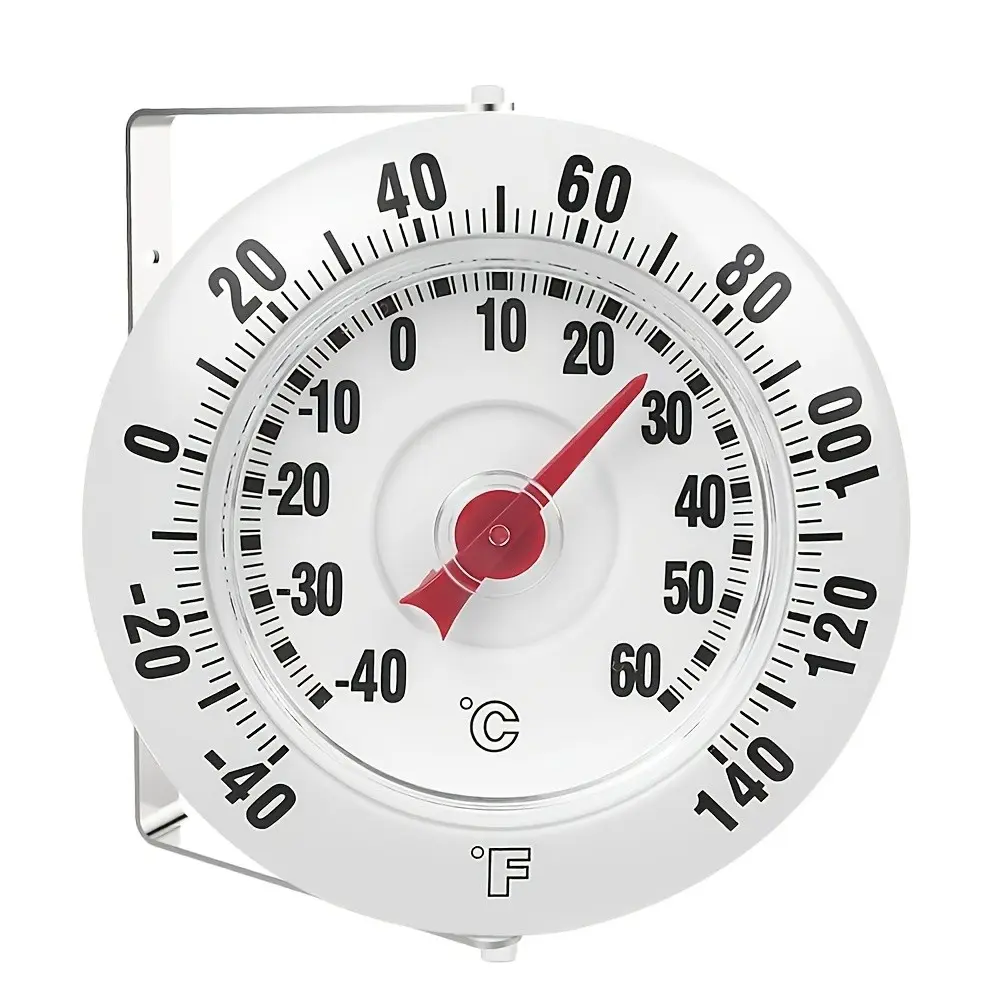 Weatherproof Temperature Sensor for Patios & Gardens, 3.66-Inch Easy-To-Read Dial, Dual Scale, 360° Adjustable Mount, No Battery Needed