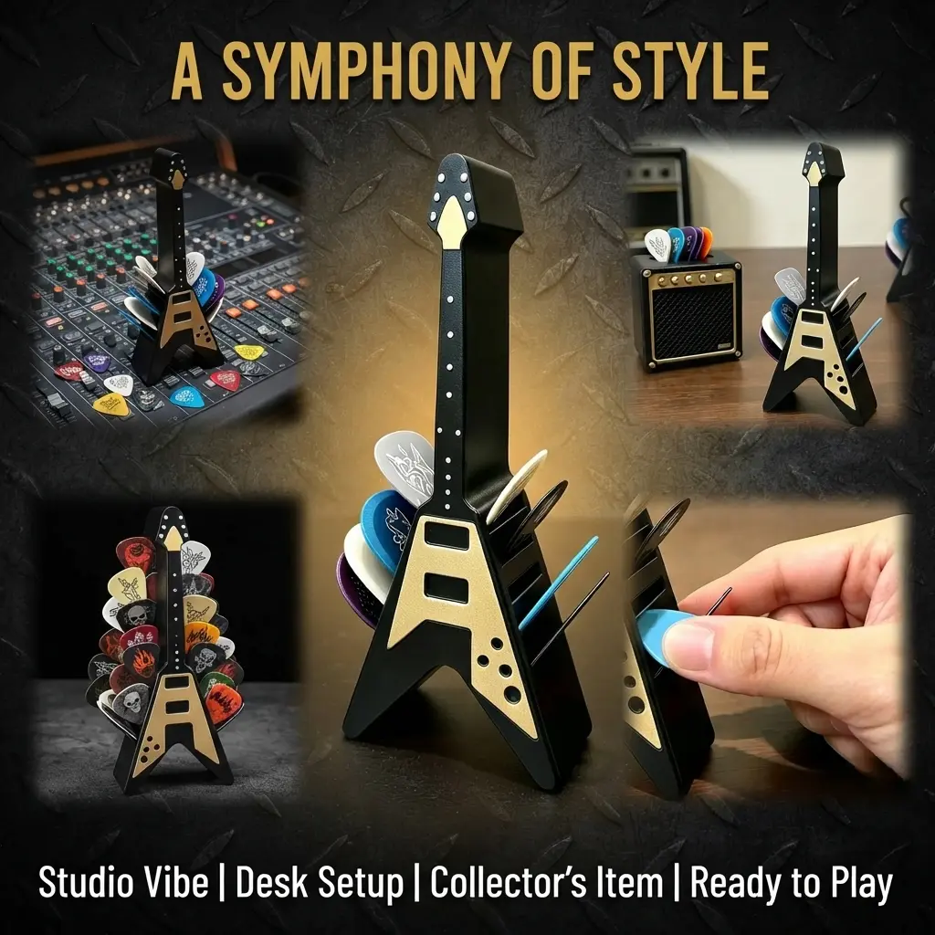 Vintage‑Speaker‑Design Guitar Pick Holder Box, Portable Guitar Pick Storage Case, Cool Guitar Accessory, Perfect Gift for Guitarists & Music Lovers