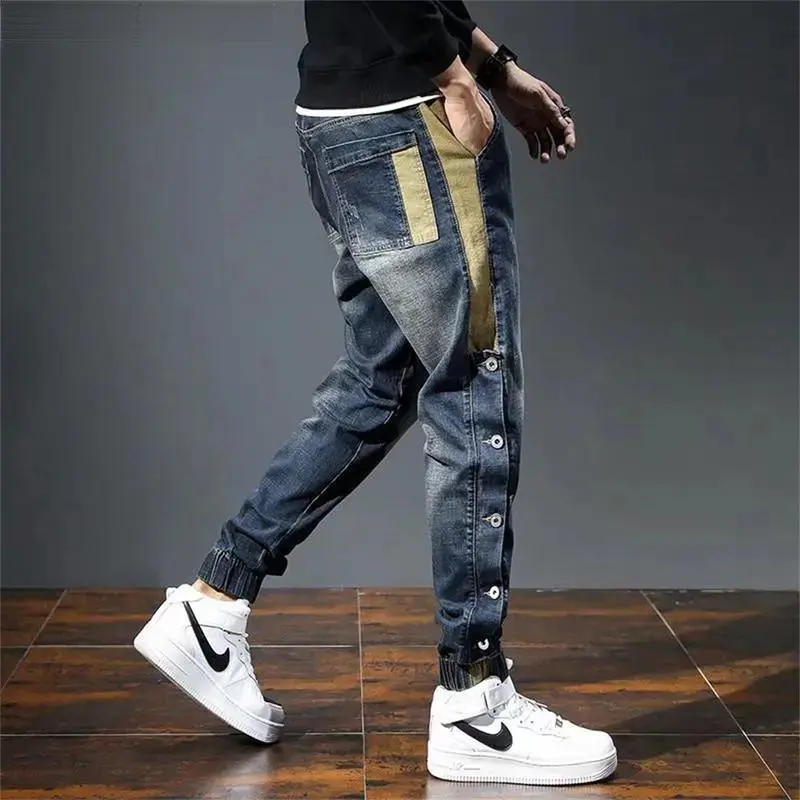 Mens Jeans Harem Pants Fashion Pockets Desinger Loose Baggy Moto Jeans Men Stretch Retro Streetwear Relaxed men clothing pants