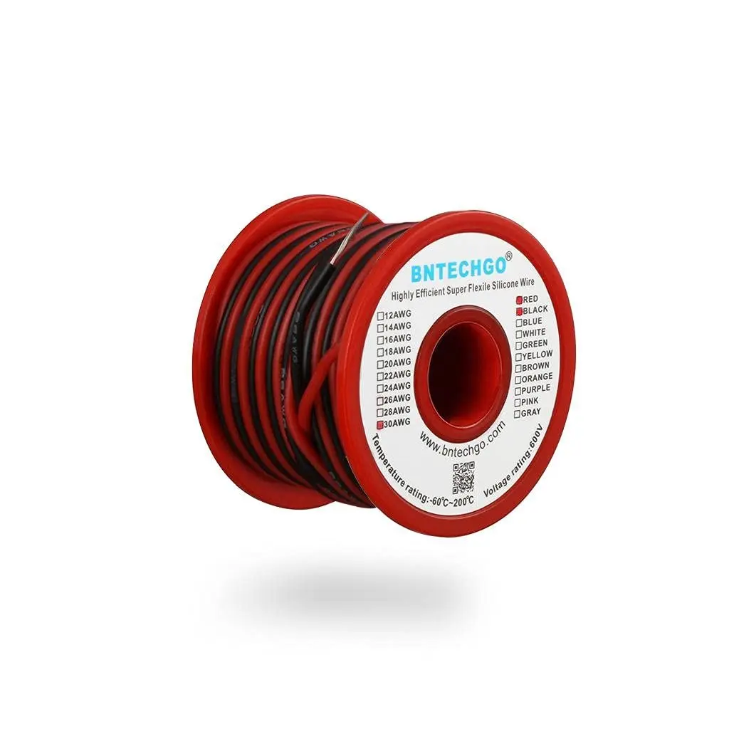 BNTECHGO 30 Gauge Silicone Wire Red and Black Each 50ft 2 Separate Wires