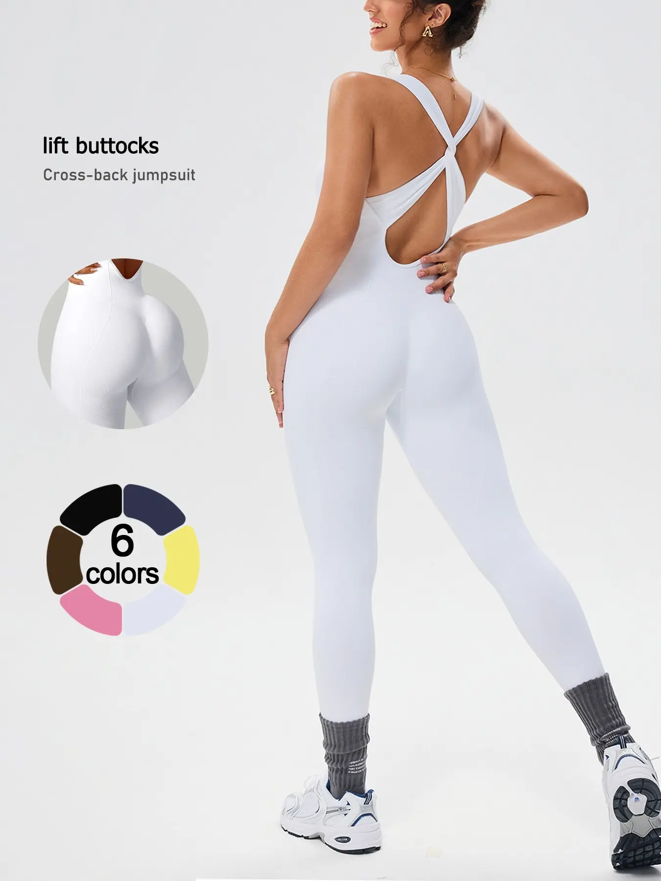 Women's Seamless Bodysuit with Removable Padding, Cross-Back Design, Slimming Ribbed Fabric, Perfect for Gym and Outdoor Sports, Workout Outfits, Stretchy Seamless Activewear, Workout Apparel, Gym Clothing
