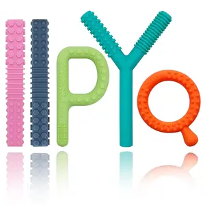 Sensory Toys for Kids with Autism, Silicone Baby Teething Toys 5 Pack Autism Toys for ADHD, Anxiety, SPD Chewing Biting Fidgeting, Teething Relief Tubes for Babies - BPA Freefidget toys