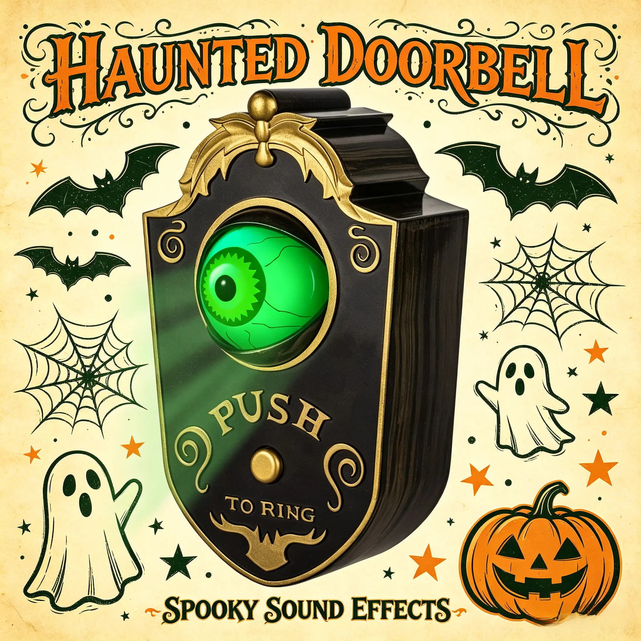 Halloween Light-Up Eyeball Doorbell - Wall Mount, No Batteries Included, Creepy Sound, Interactive Scare Prank Toy for Trick or Treaters, Ideal for Home Haunted Attractions (Phones & Electronics Universal Accessory)