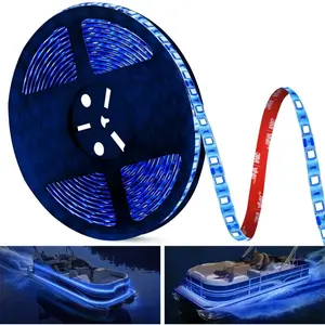25FT Blue LED Boat Lights Waterproof Marine Pontoon LED Strip Lights Boat Deck Interior Under Gunnel Lighting Night Fishing Light Boats Accessories for Pontoon Fishing Boats