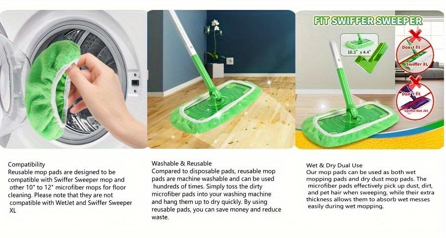 15-piece set of reusable microfiber mop pads, suitable for floor mops--dry cleaning cloth and wet mop cloth, suitable for household cleaning--washable wet mop pads, used for floor wiping (mop not included)
