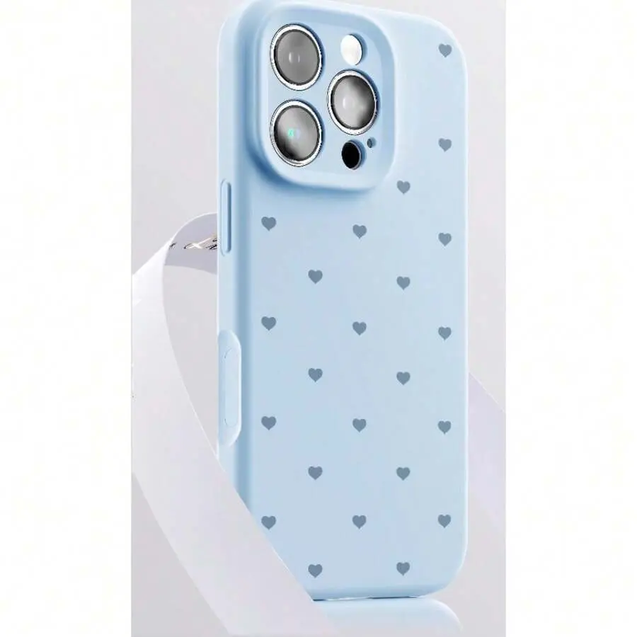Soft Pink Polka Dot Silicone Phone Case, Minimalist Solid Color Slim TPU Protective Cover with Camera Lens Guard for Women Girls, Compatible with iPhone 17/17 Air/17 Pro/17 Pro Max/16/15/14/13/12