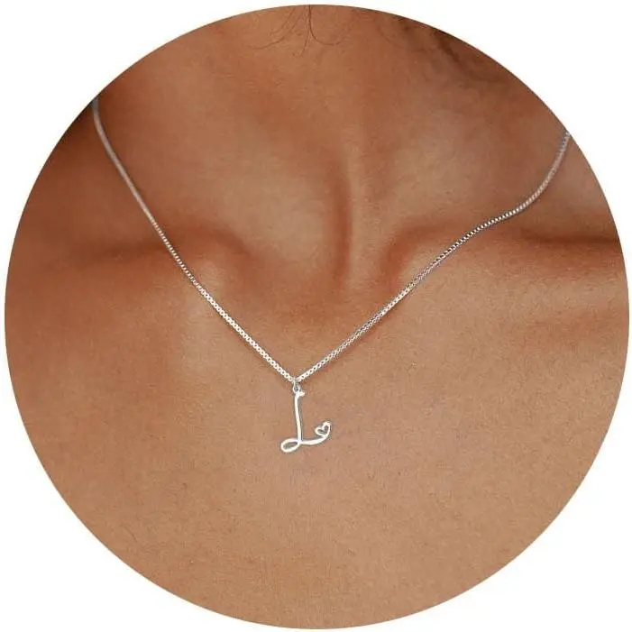 Initial Necklaces for Women Trendy, Dainty Silver Letter Necklace Cute Pendant Choker Name Necklace Personalized Costume Monogram Silver Jewelry Necklace for Women Valentines Gifts