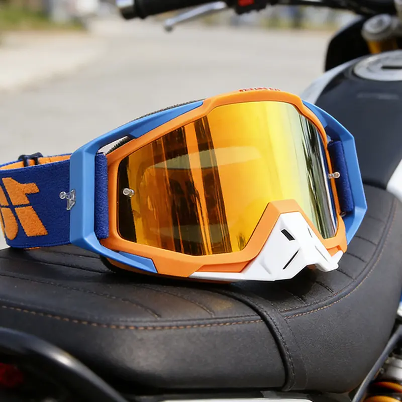 1pc Motorcycle Goggles - Single Pair Protective Gear for ATV/Dirtbike Riding Sport, Polycarbonate Lens, Anti-Fog, Dust-Proof, Wind-Proof, Shockproof, Universal Helmet-Compatible