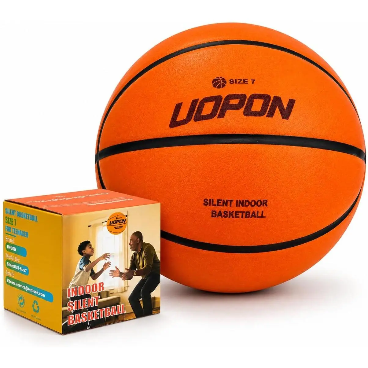 Silent Foam Basketball Size 7(29.5"), Dribbling Indoor Soft Basketball, Quiet Soundless Noiseless Basketball, Real Feel, Higher Bounce & No Noise, Gift for Sport Lover