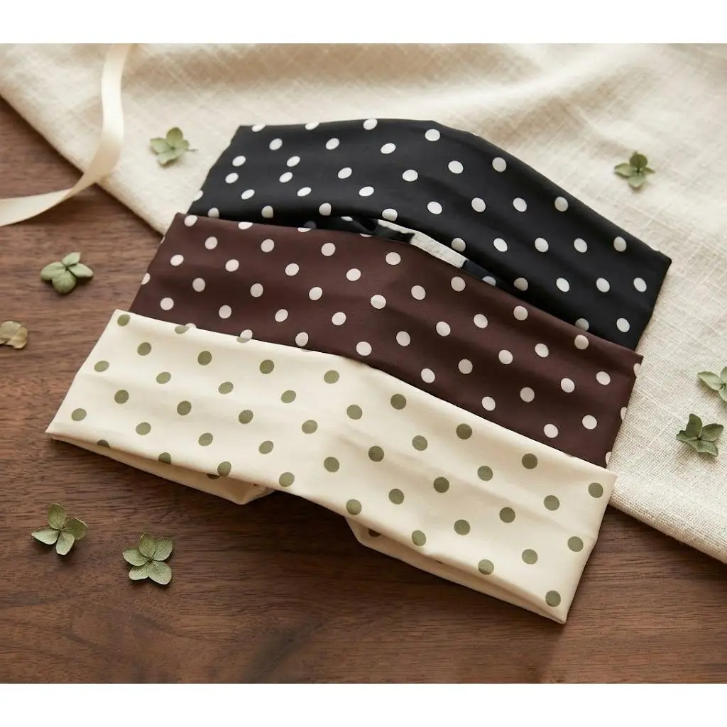 New European American Polka Dot Stretch Headbands, Soft Printed Elastic Hair Accessories For Women, Versatile Daily Head Wraps For Sports, Makeup Washing Face And Casual Outfits, Breathable Fabric, Non-Slip Design And Classic All-Match Dot Pattern With Mu