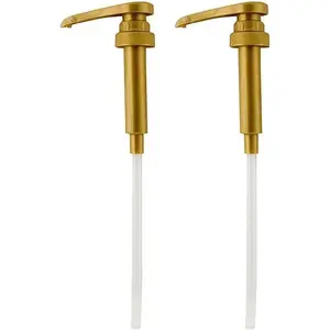 Gold Syrup Pump Set of 2, DaVinci and Skinny Bottles (25.4 oz-750ml), Kitchen Accessories & Utensils, Compatible with Torani