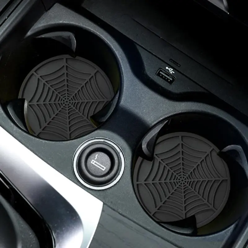 Car Coaster, Creative Spider Web Design Car Cup Holder Coaster, Car Anti-slip Coaster, Car Interior Accessory, Automotive Decorative Accessories, Car Decorations Interior, Interior Accessories For Car