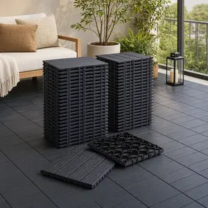 ARCH 68-Pack 11.42"x11.42" Composite Deck Tiles - Interlocking WPC Flooring, Waterproof & Scratch-Proof Wood Grain, 61.6 Sq Ft, Indoor/Outdoor