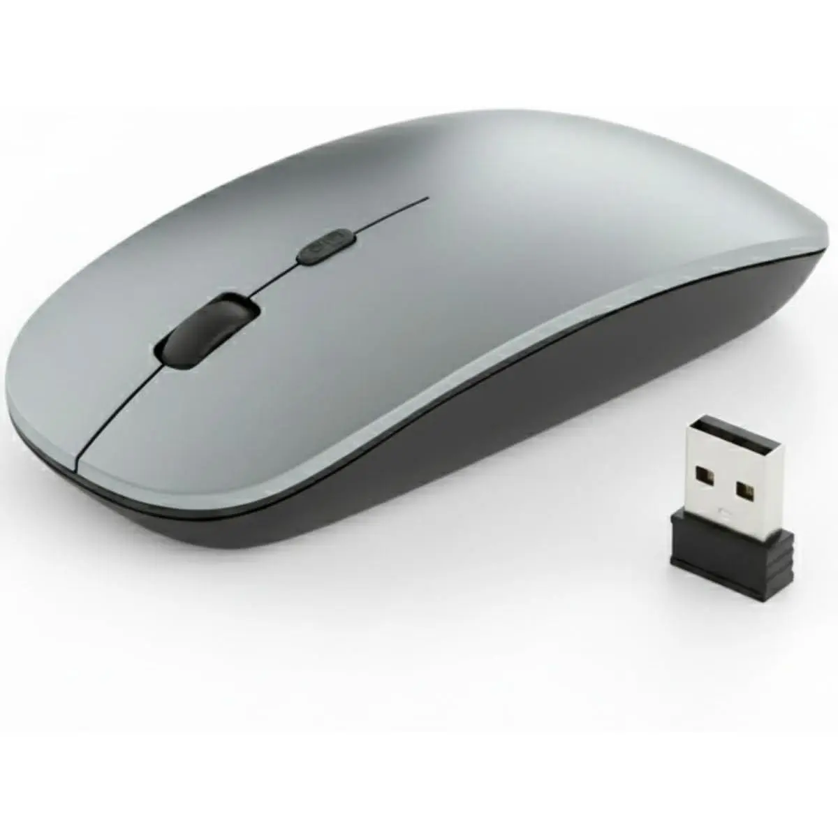 2.4G Optical Mouse for Computer, 4 Buttons, 800/1200/1600 DPI, Portable with USB Receiver for Laptop, MacBook - Grey