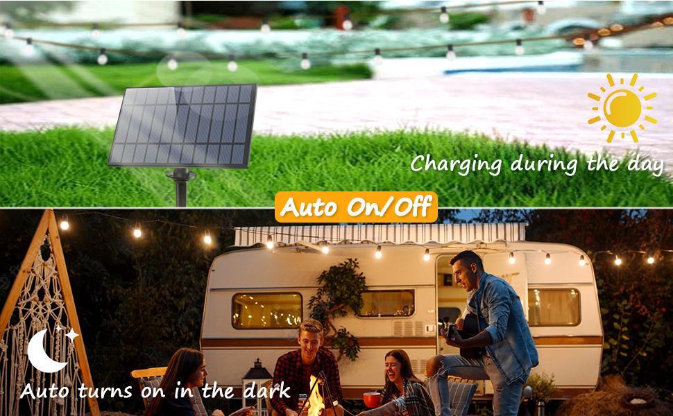 MATULSA Waterproof Solar String Lights - 52/104Ft, 26 Shatterproof Bulbs, Ambient Dimmable LED, Remote Control, LED Lighting for Backyard, Porch Decor, Garden Accessories