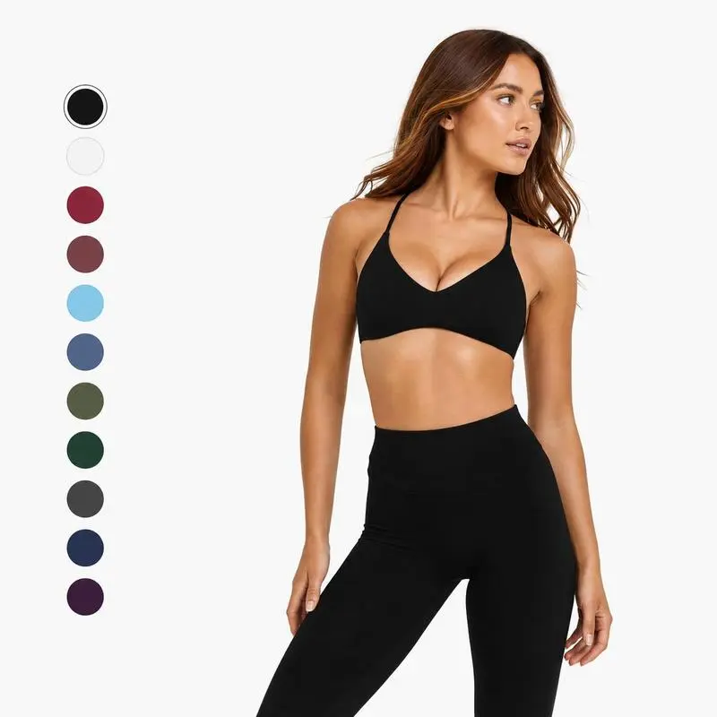 Women's Activewear Backstrap Sports Bra - Thin Straps, Back Buckle Detail, Integrated Padded for Yoga, Gym (Bras for Women) Gym Bralette workout sets women Backless Yoga Bras