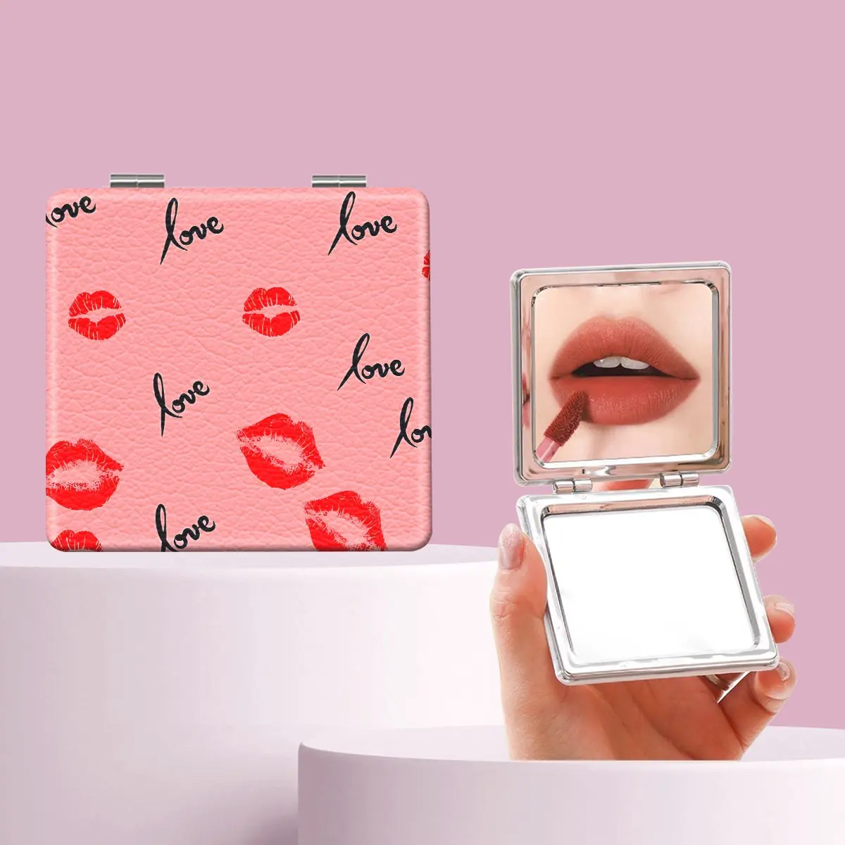 Millennium Y2K Style Lip Letter Makeup Mirror, Portable Folding Mini Handheld Mirror, Perfect Gift for Friends and Family