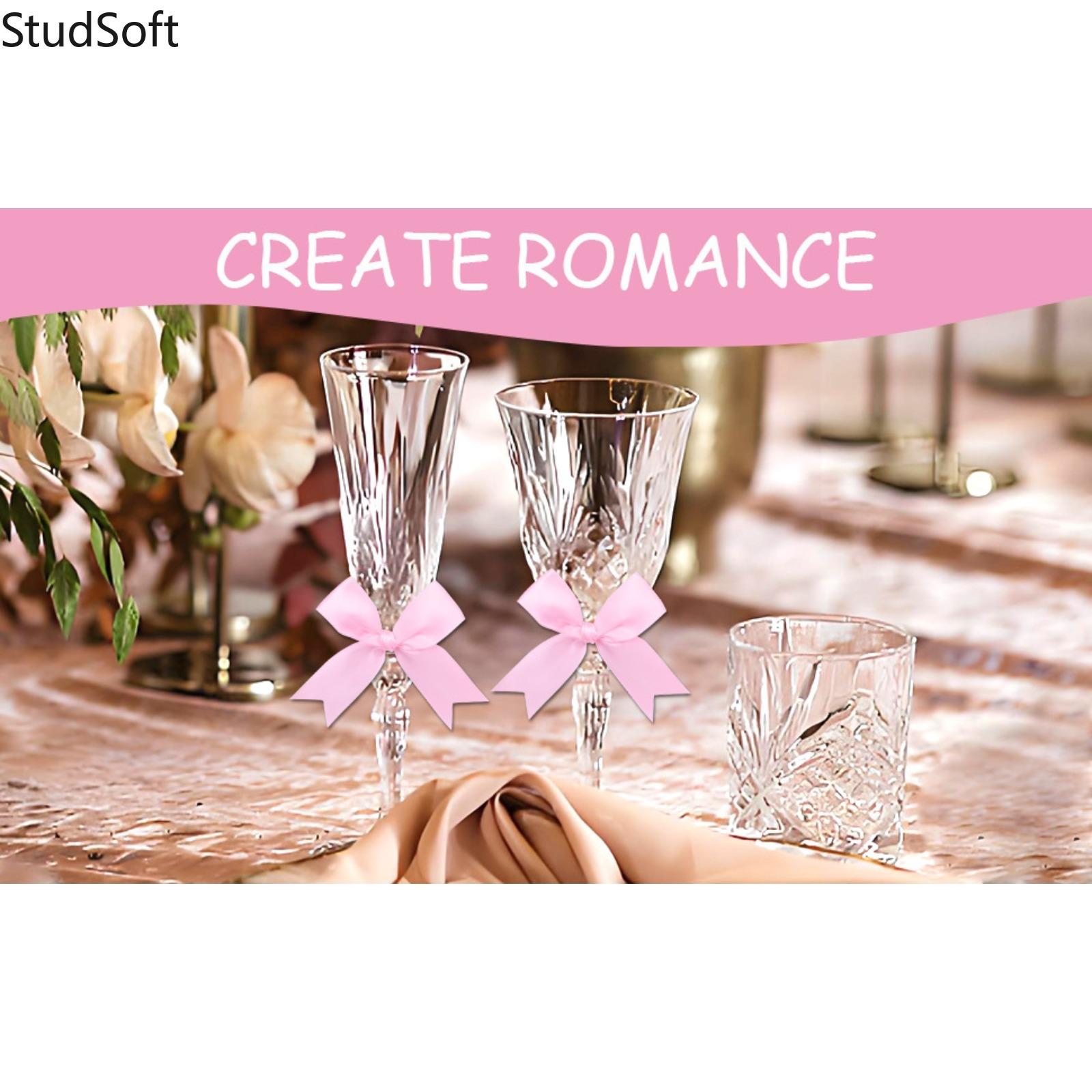 50 Pack Pink Satin Ribbon Bows, Self-Adhesive Mini Gift Bows Set for DIY Crafts Gift Wrapping