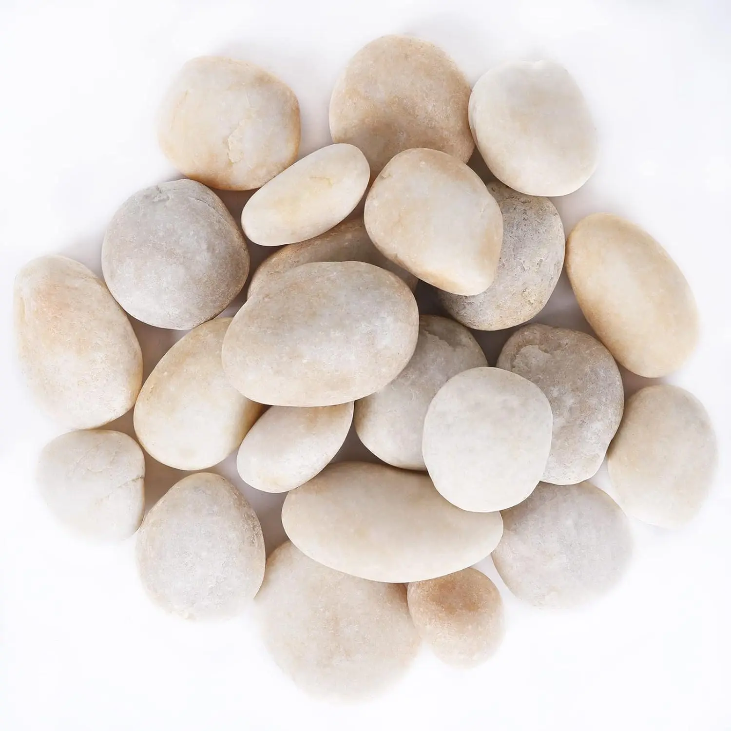 11LB Stones Pebbles River Rocks, 100% Natural Hand-Picked Premium Decorative Pebbles, Ideal for Garden Landscaping, Home Decor, Aquariums, Painting, Crafting and Gifts, Cream White