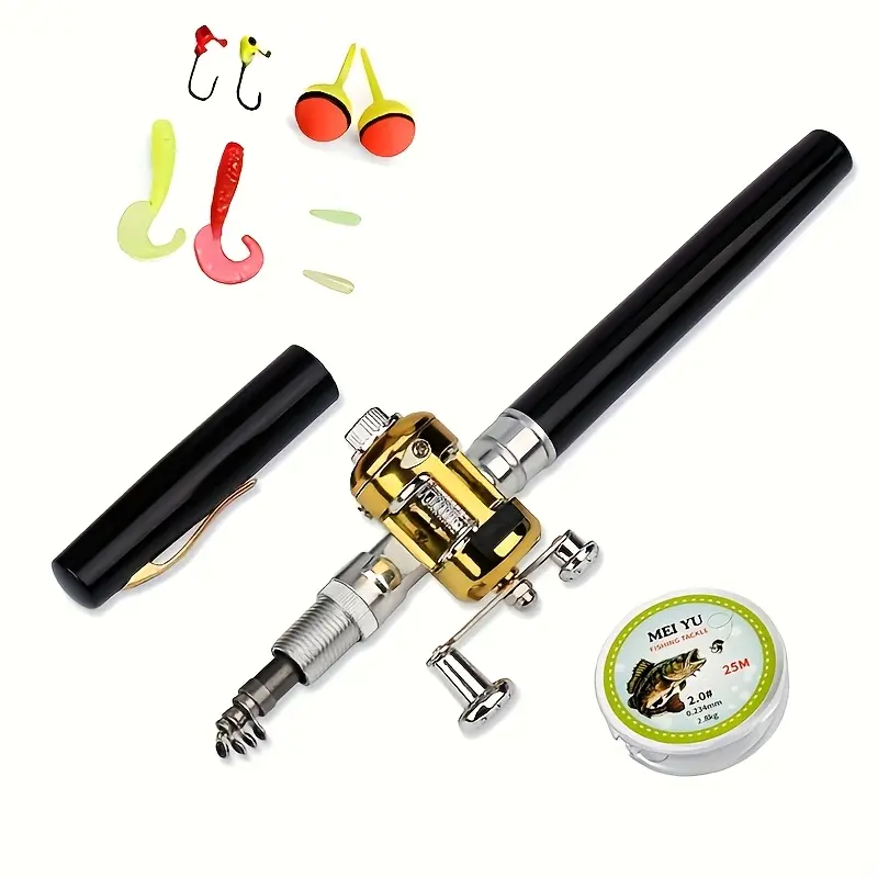 Portable Two-Way Telescopic Pocket Fishing Rod Set with Reel Fishing Combo - Portable Travel Fishing Gear for Beginners Fishing Rods and Reels Fishing Supplies
