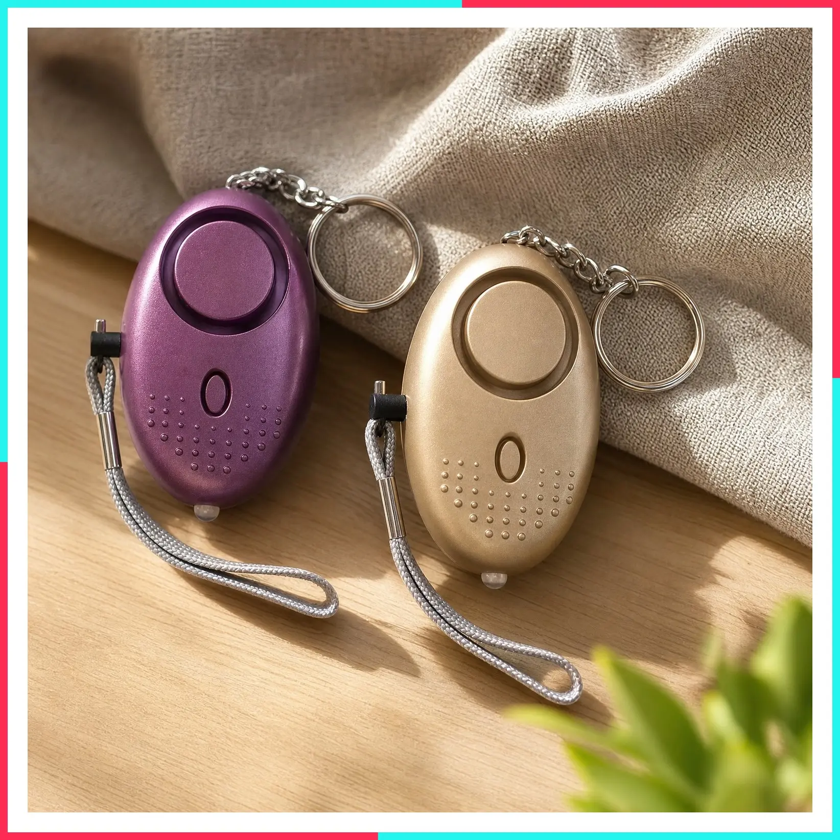 Personal Safety Alarm for Women, Kids & Elders, 2 Pack 140dB Self Defense Keychain with LED Light Panic Button (Gold & Purple)