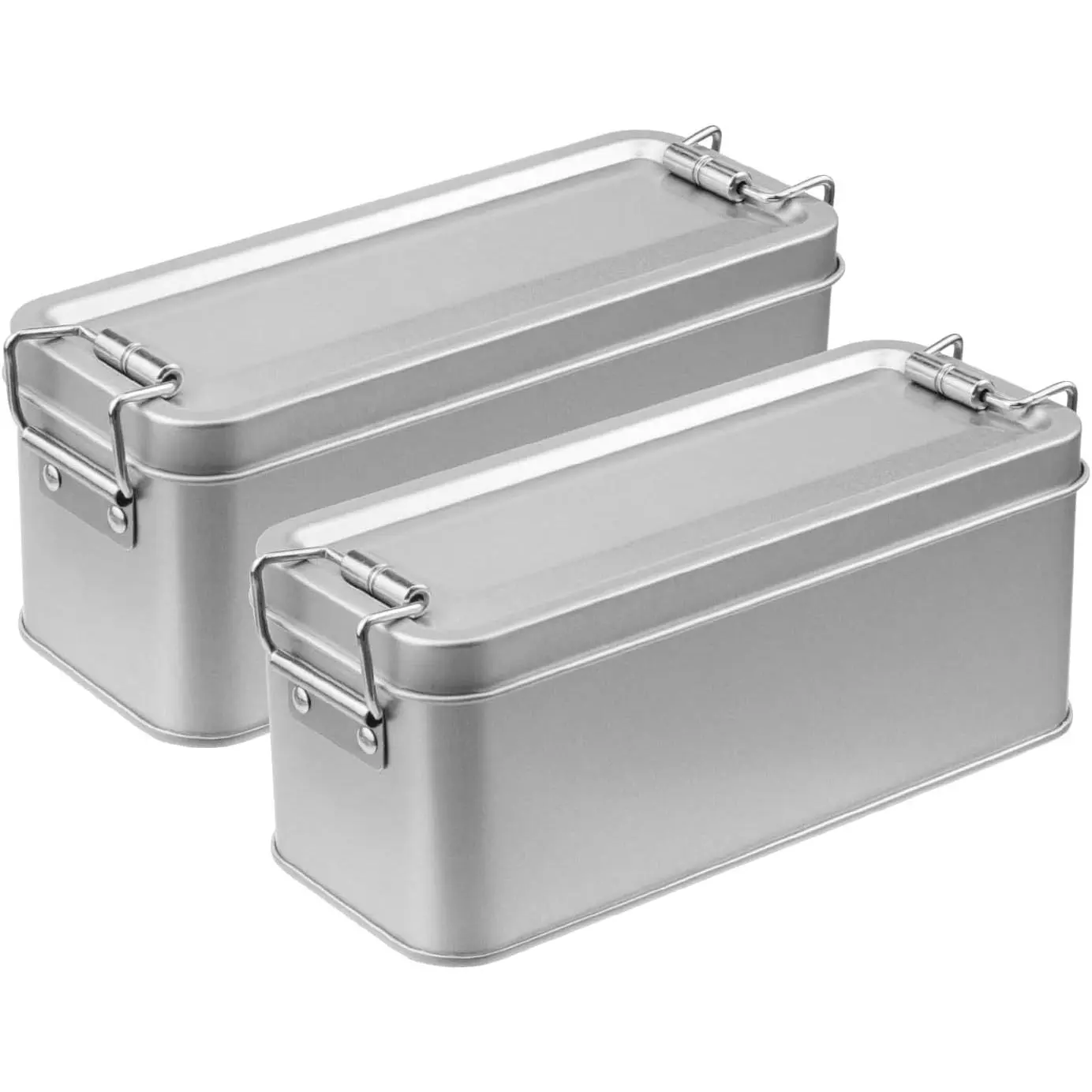 2 Pack  Tin Box Containers Metal Storage Box with  Rectangular Containers with Buckle Latch for  Storage Outdoor Usage(5.91"×2.36"×2.56")