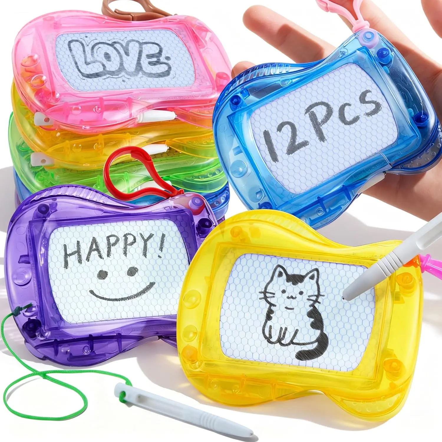 12 Pcs Mini Magnetic Drawing Board, 6 Different Color Erasable Keychain Drawing Board, Writing Pad for Boys and Girls, Party Favors for Kids 8-12, Classroom Prize, Birthday Goodie Bag Stuffersfidget toys