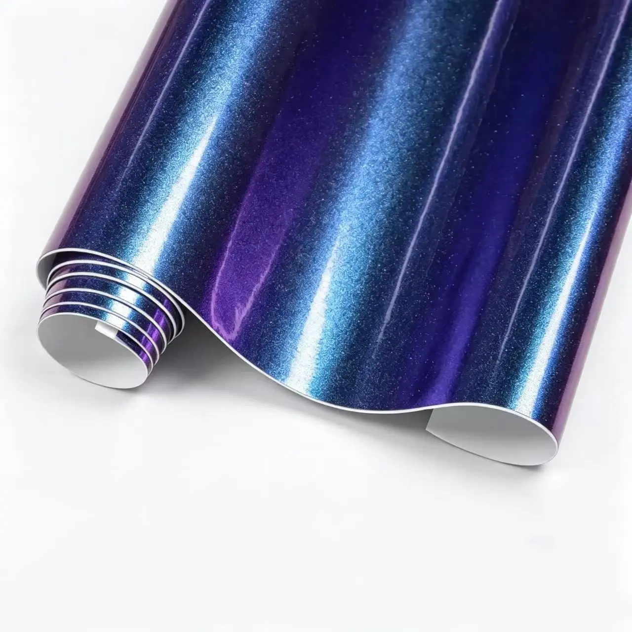 Matte Gloss Purple Blue Chameleon Pearl Glitter Metallic Vinyl Wrap Film With Air Release Self Adhesive DIY Car Motorcycle Bicycle Vehicle Exterior Decoration Sticker Decal Automotive Decals