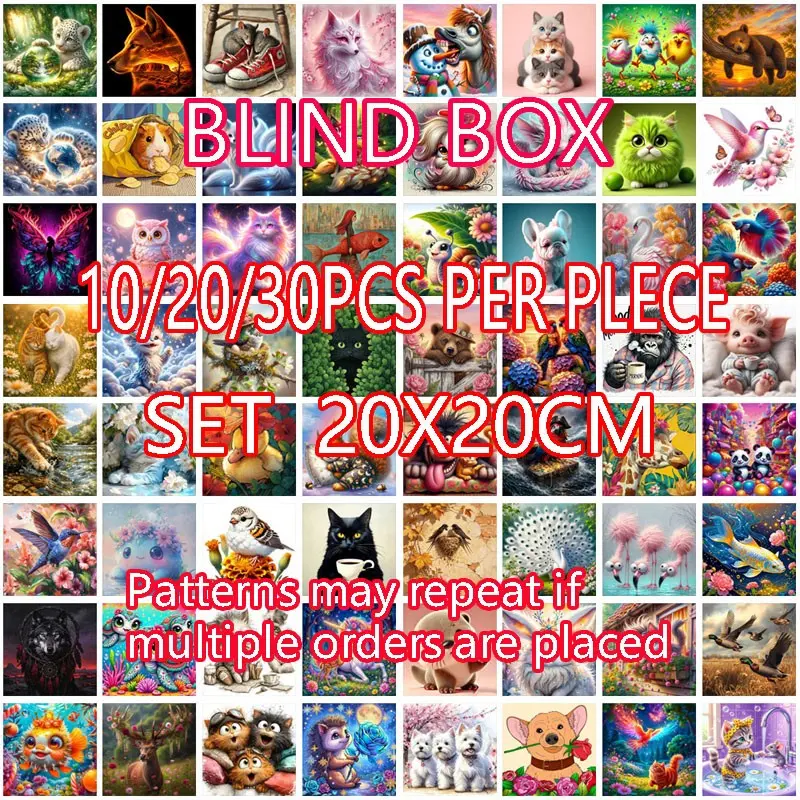 10pcs/20pcs/30pcs Cartoon Animal Diamond Painting Kit, DIY Craft Set, Home Wall Decor Gift, Stress Relief Birthday Holiday Present