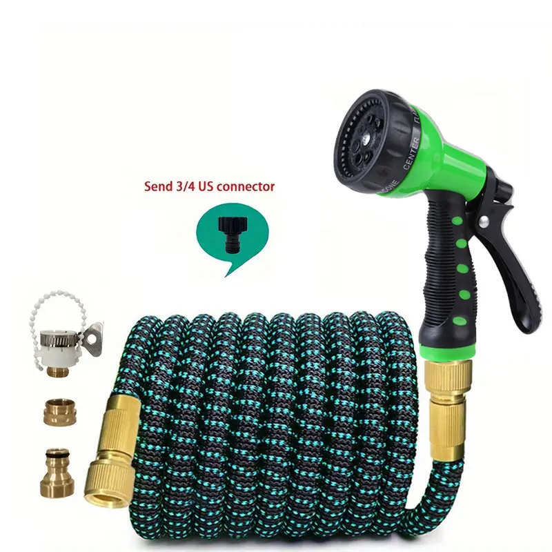 Upgrade Anti-Leak Expandable Retractable Water Hose Pipe 7 Modes Adjustable Spray Nozzle Water Gun Full Accessories Kit for Garden Watering Vehicle Washing Pet Bathing