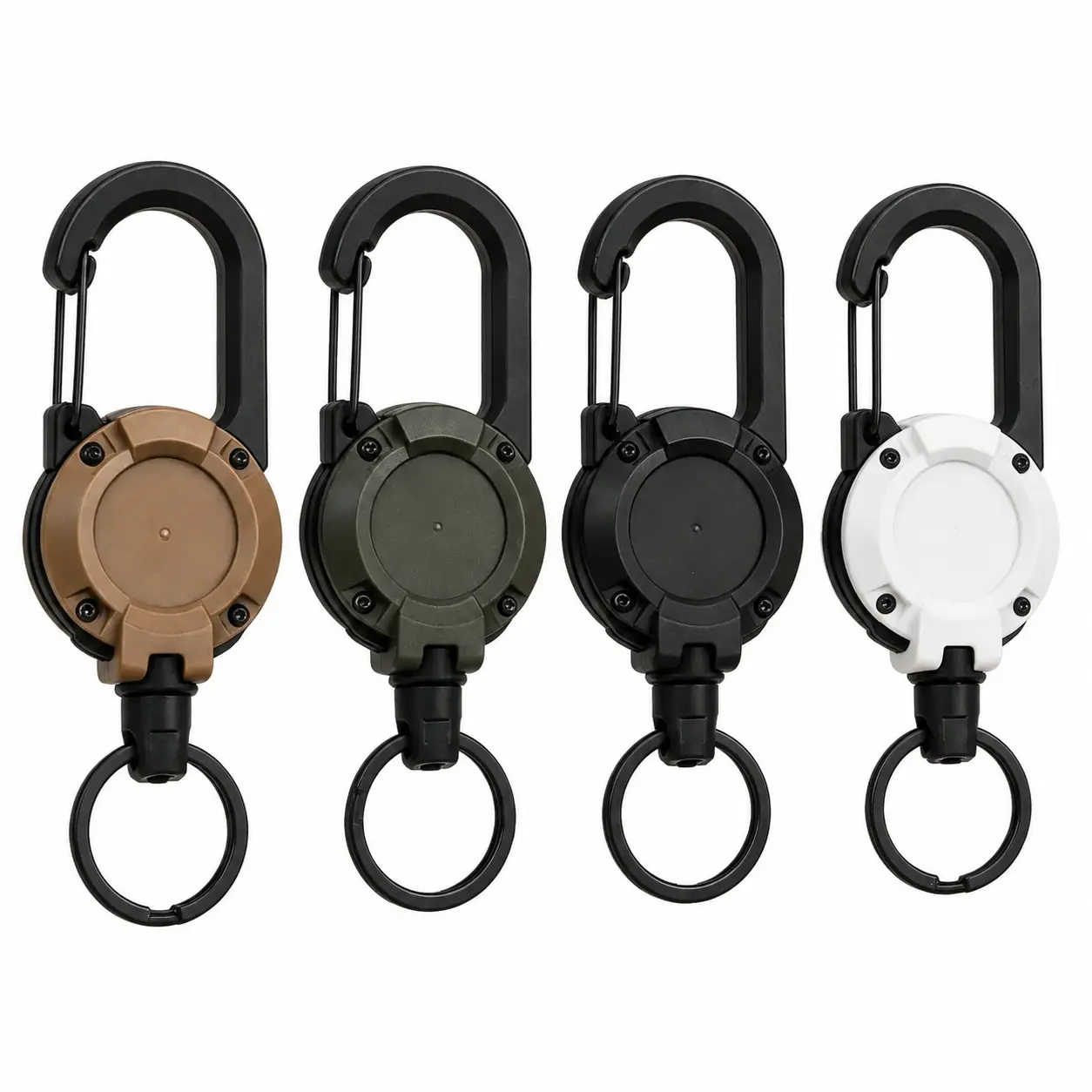 Unisex Heavy-Duty Retractable Keychain with Secure Clip - 24 in Braided Steel Cable, 8 oz Weight Capacity, Carabiner, Ideal for ID Badges, Outdoor Gear, Everyday Carry - Durable Organizer (2-Pack or 4-Pack Options)