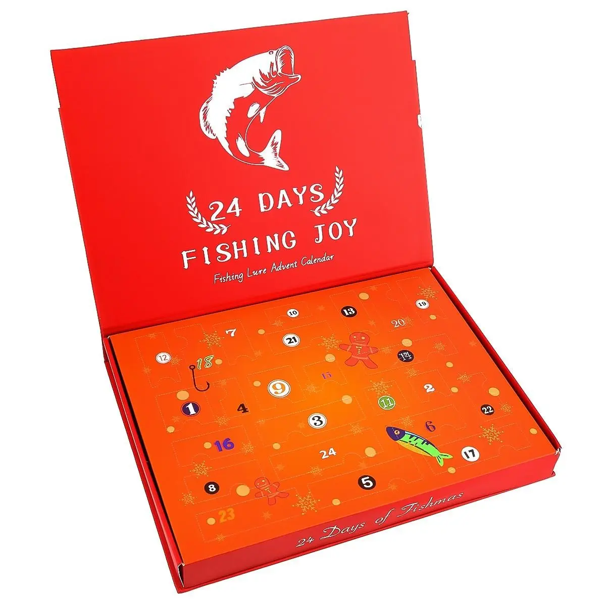24-Day Christmas Countdown Calendar with 24 Different Fishing Lures, Perfect for Beginners and Experienced Anglers, Practical and Cost-Effective