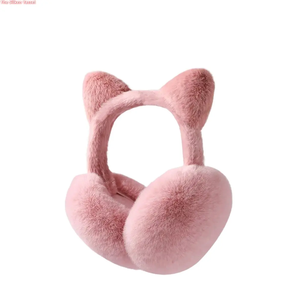 Women's Plush Fabric Cat Ear Earmuffs - Fluffy Texture Foldable Shape Winter Ear Protectors, Cute Look Fashion Accessory for Daily Wear (Bag Accessory for DIY Luggage & Bags)