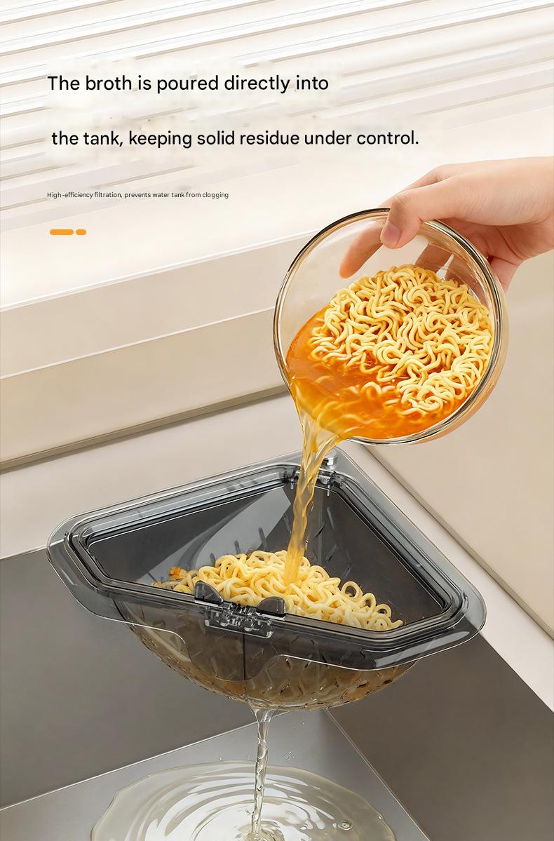 2 PCS Anti-Clog Kitchen Sink Filter: Magnetic Triangular Draining Basket for Storing Food Scraps, Leftovers & Kitchen Waste.