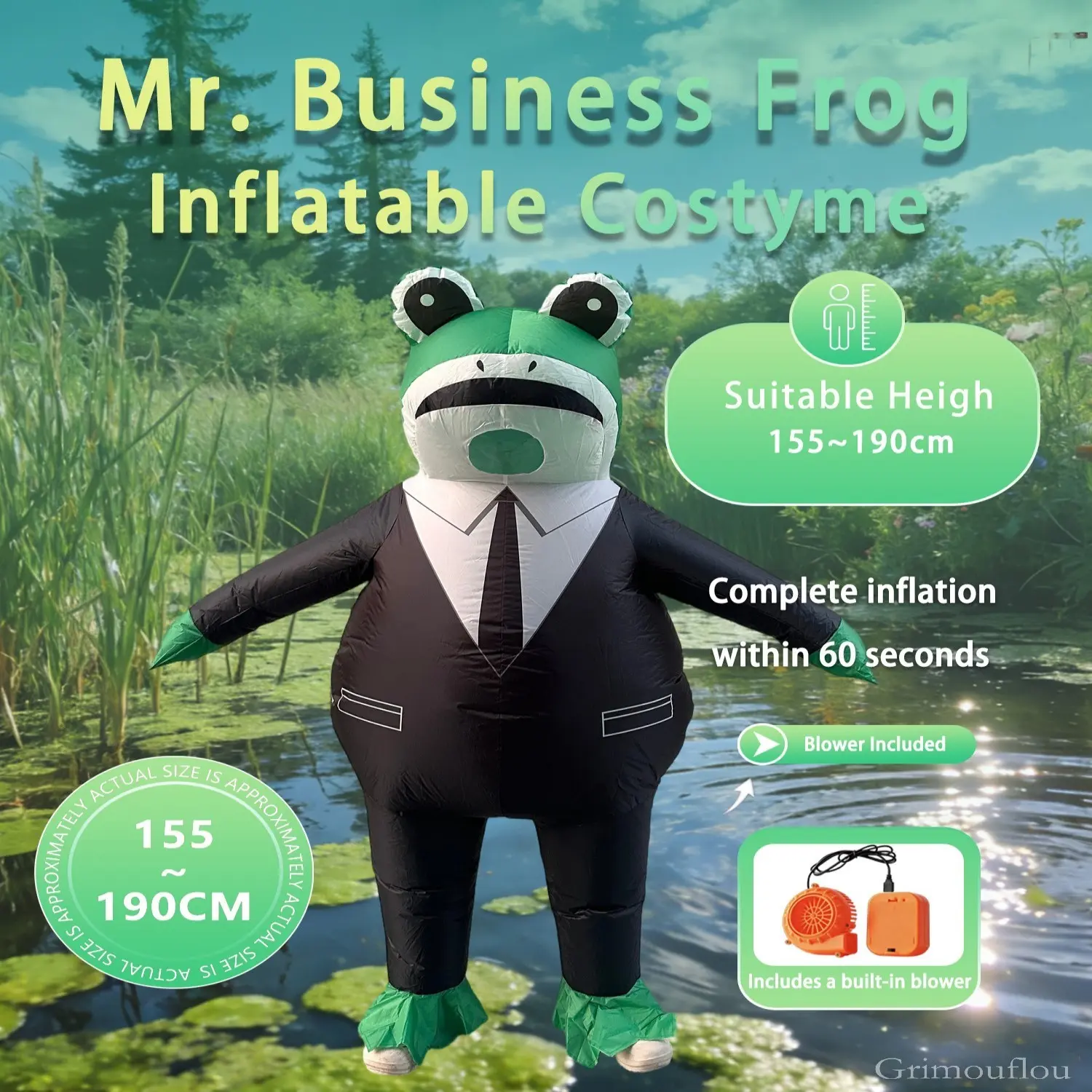 Carnival Christmas Halloween Easter Costume Suit Gentleman Frog Adult Inflatable Dress, Perfect for Men's Party