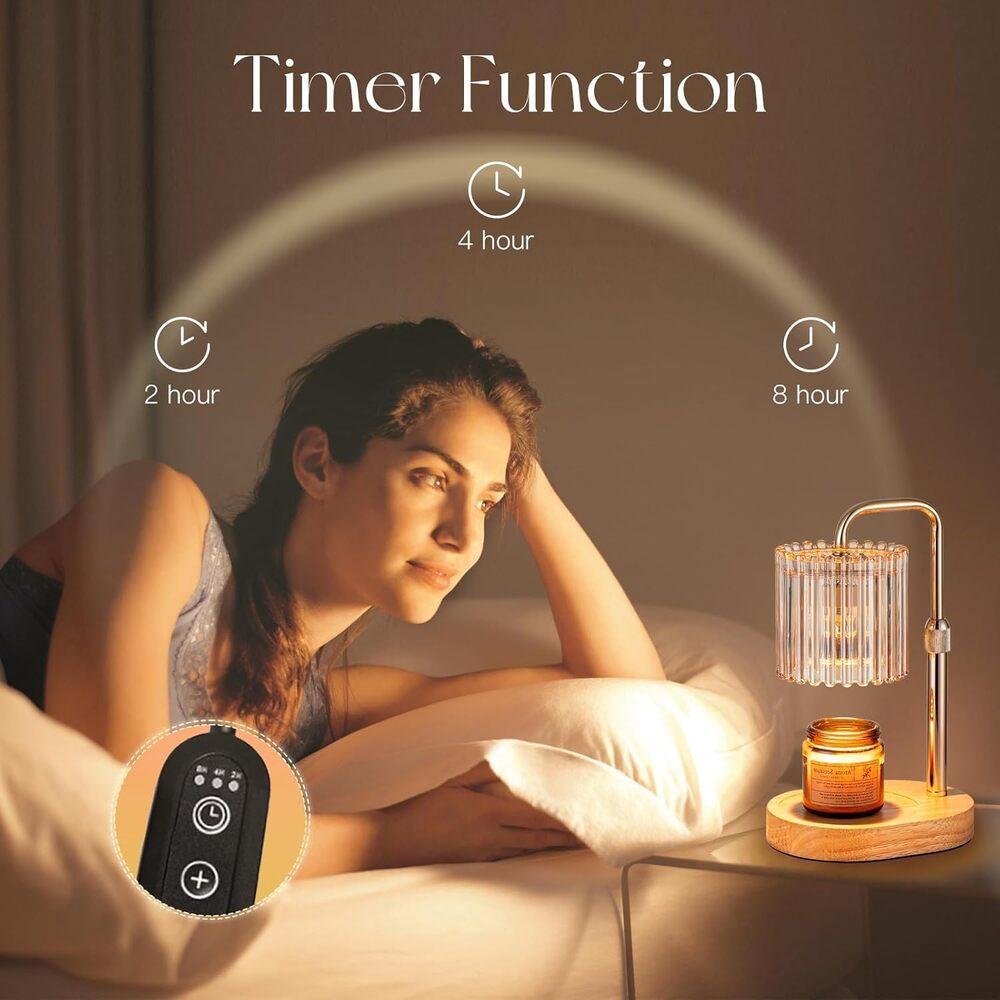 Melting Candle Scent Warmer, Bellflower Decor Lamp, Height Adjustable Timing Function, Comes with 2 Extra Bulbs Inside, Flameless Safe Aromatherapy Lamp for Indoor Dorm Living Room Decor