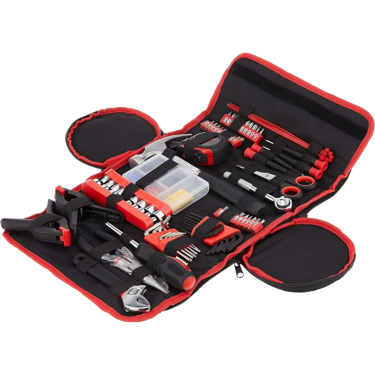 8 Hand Tool Set with Roll-Up Bag – Tool Kit with Screwdrivers, Pliers, Wrenches, and More – Great for the Home or Car by