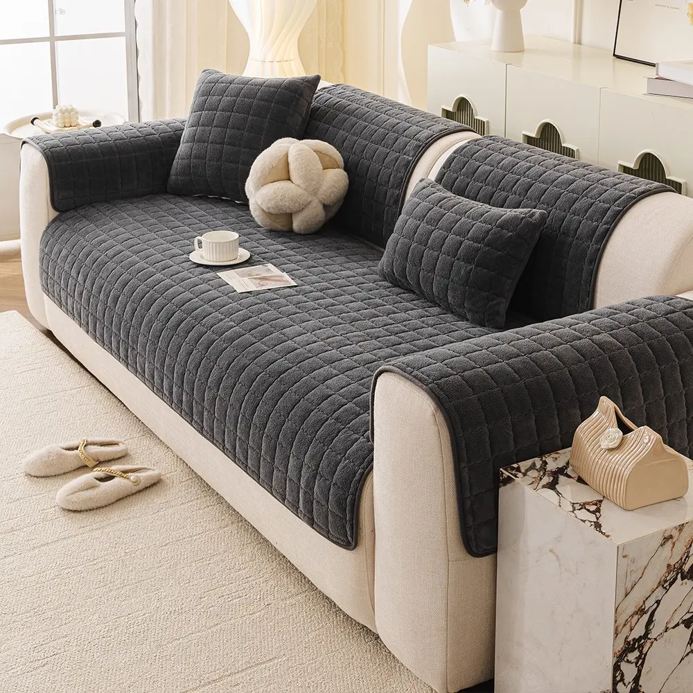 Simple Classic Sofa Cushion, Non-Slip Sofa Seat Pad, Durable Scratch-Resistant Decorative Sofa Protector, Easy-Clean Sofa Decoration Pad