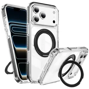 Comes with shock-absorbing strips, 360-degree rotating magnetic stand, suitable for Apple 17/16/15/14/13/12 phone cases, compatible with Apple 17promax/16promax/15promax/14promax protective covers, anti-drop and anti-slip, high-end iPhone Shockproof