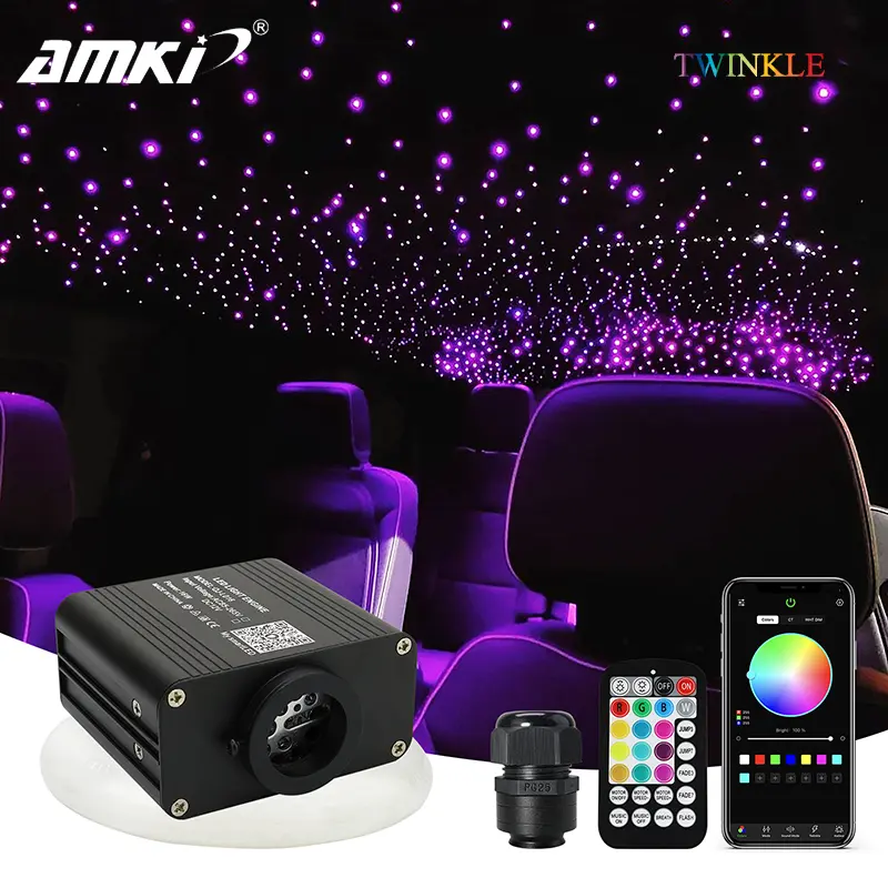 DC12V Car  Sky Car Fiber Optic Light APP 16W RGBW Twinkle Car Roof Fiber Optic Light Star Roof Interior Atmosphere Light,   starlight car roof,for   coronas custom