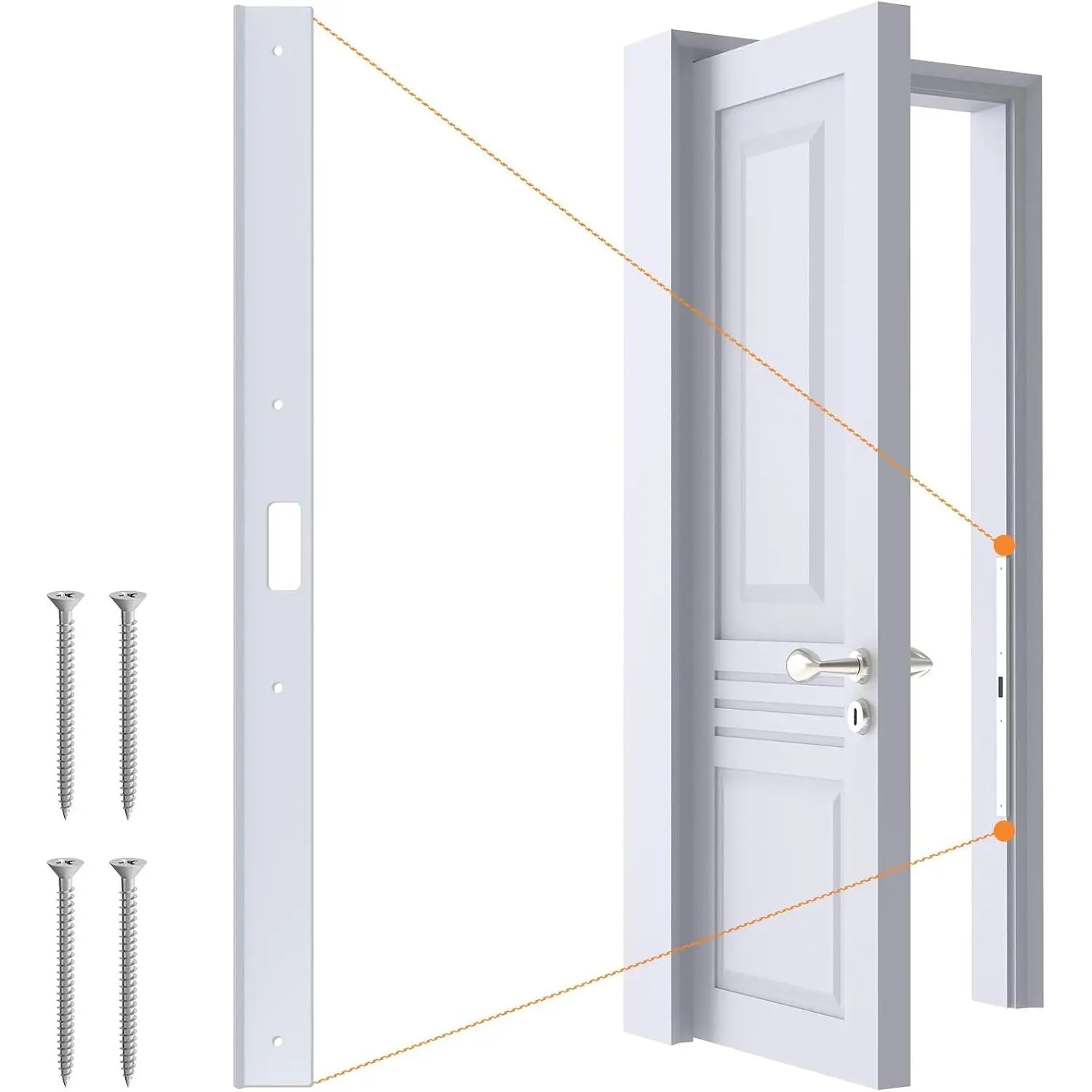 24" Interior Door Jamb Repair Kit for Interior Doors,Reinforcement Plate | Extended Door Strike Plate for Interior Door Deadbolt, Fit Any Interior Door Jamb Door Frame (White)