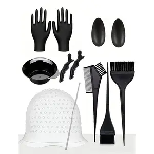 12pcs Silicone Hair Dye Caps, Reusable Highlighting Headbands, Salon Hair Coloring Tools Set, Professional Hair Styling Accessories