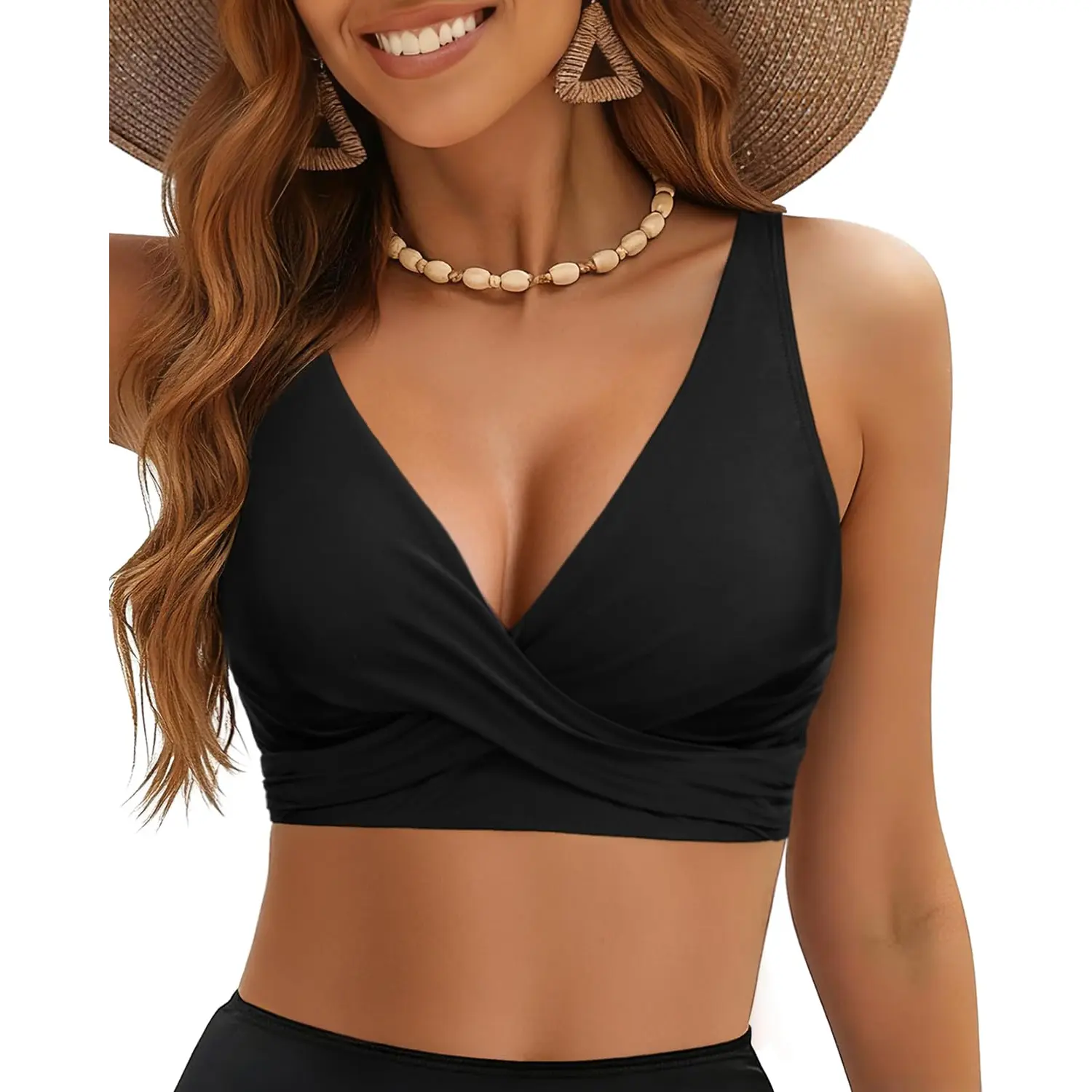 Yonique Women Underwire Bikini Top - Push Up Bathing Suit Top Large Bust Swim Top Swimsuit Top