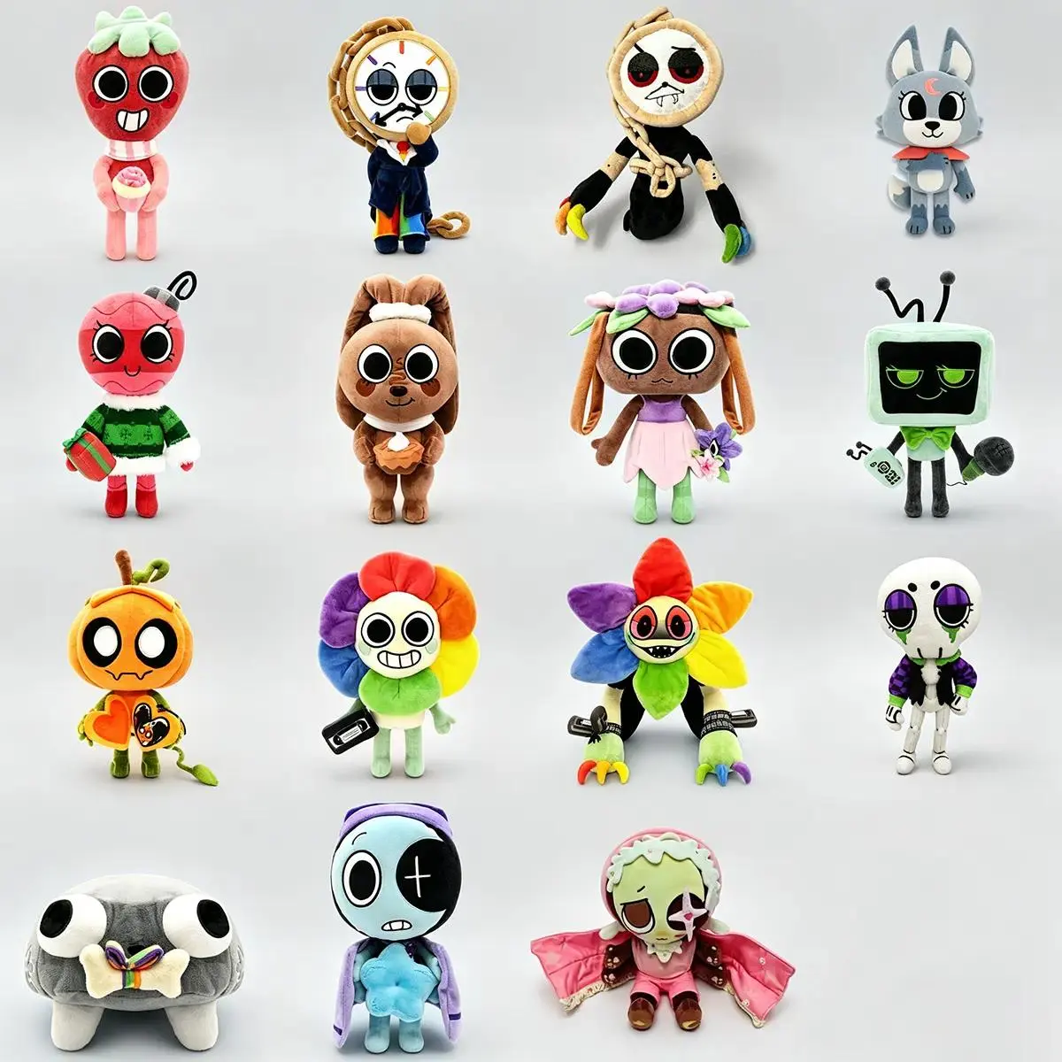 Full Set All 15 Characters Dandy's World Plush Toys, Dandy Astro Vee Sprout Gourdy Bobette Pebble Dyle Cocoa Bassie Soft Stuffed Animal Dolls, Ultra Squishy Huggable Collectible Game Figures, Bedroom Decor Gifts for Kids Teens Game Fans Collectors