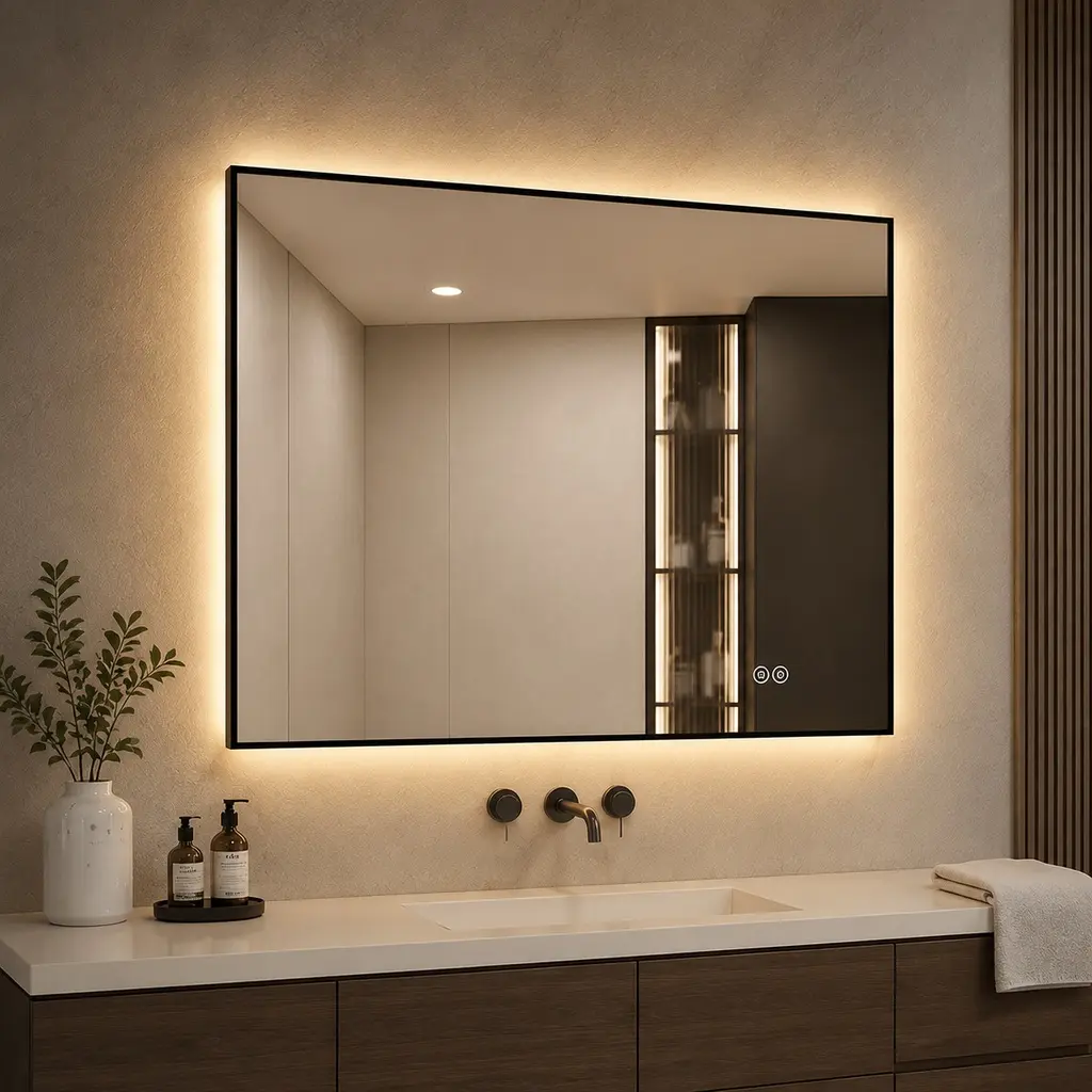 30x36 in Lighted Bathroom Vanity Mirror with Black Aluminum Frame, Backlit, Anti-Fog, Dimmable 3 Color Temperatures, Memory Function, Horizontal/Vertical Mount, IP44, CRI>90, UL Listed