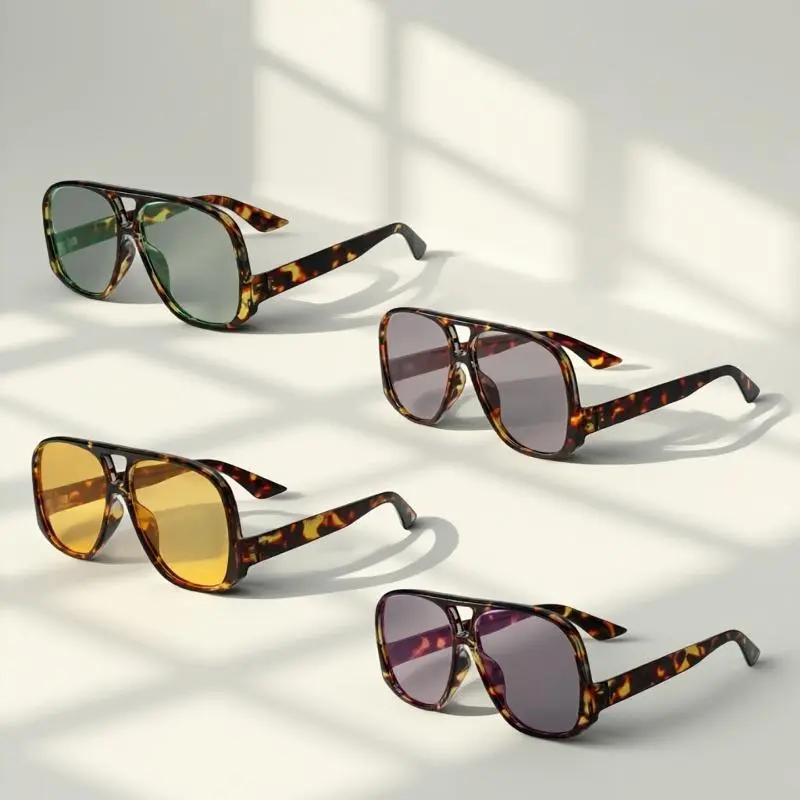 Women's Sunglasses, Retro 60s Style Double-Bridge Statement Frame, Lightweight & UV400 Protection, Stylish Accessories for Street Style, Statement Frame Glasses, 60S Style Women's Sunglasses