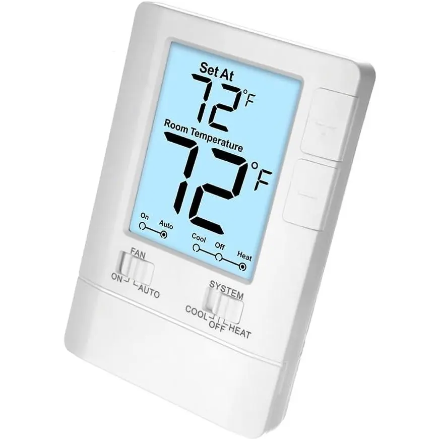 Non-Programmable Single-Stage System Home Thermostat, Home Use, 1 Heat/1 Cool, Easy DIY Install, White Backlit Display