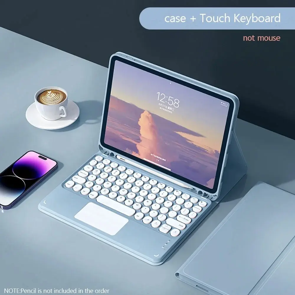 iPad Keyboard Case for iPad 12th 10th Gen, Pro 11 Inch, Air 6 7 8, Bluetooth-compatible Touchpad, Pencil Slot, Tpu Material, Tablet Case, Wireless Tablet Keyboard