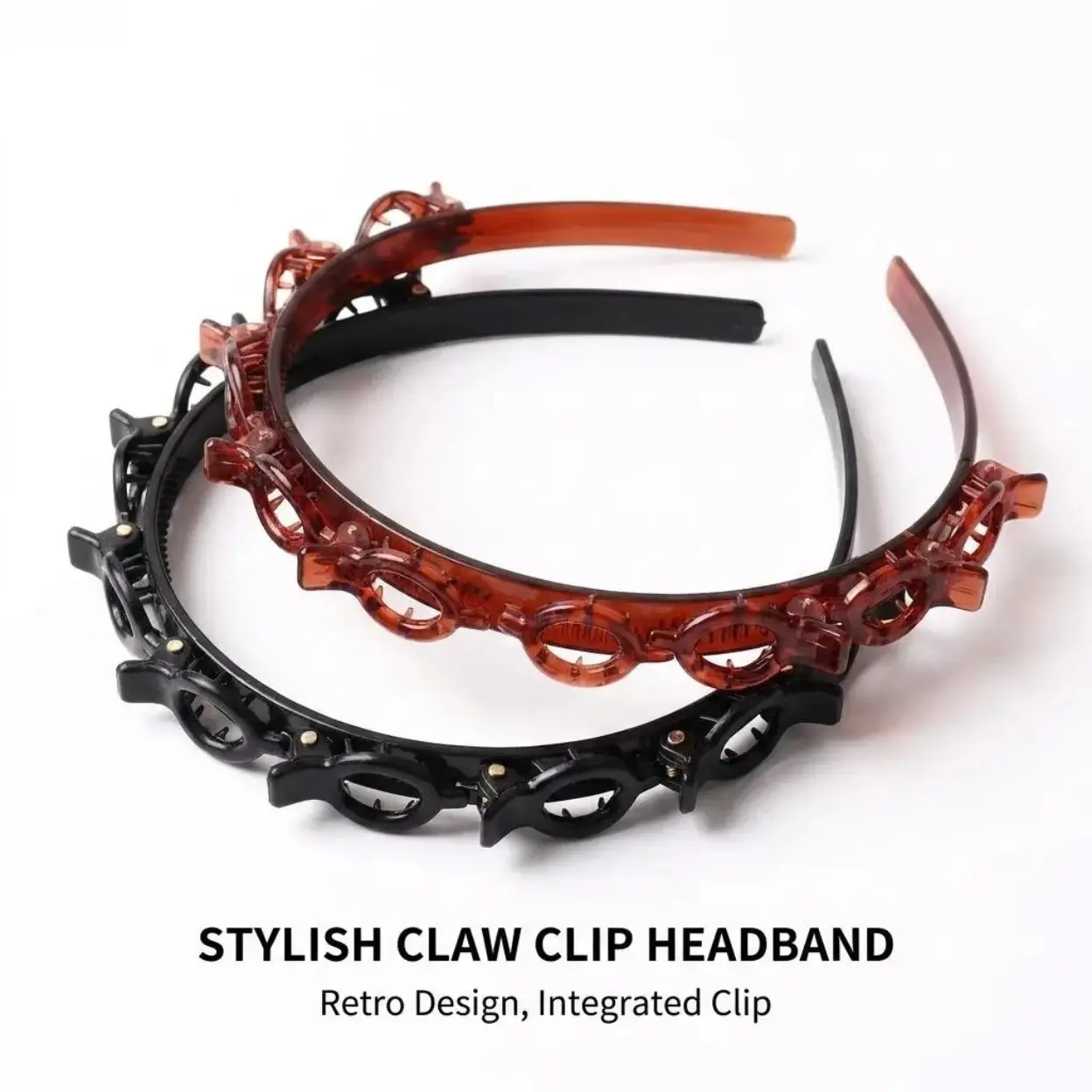 Y2K Claw‑Clip Headband With Built‑In Clips For Women & Girls, Double‑Layer Braiding Hairband With Tooth‑Comb Anti‑Slip Bangs Hairpin, Lightweight Accessory For Easy Twist Plait Styling, Daily Wear, School And Makeup Sessions